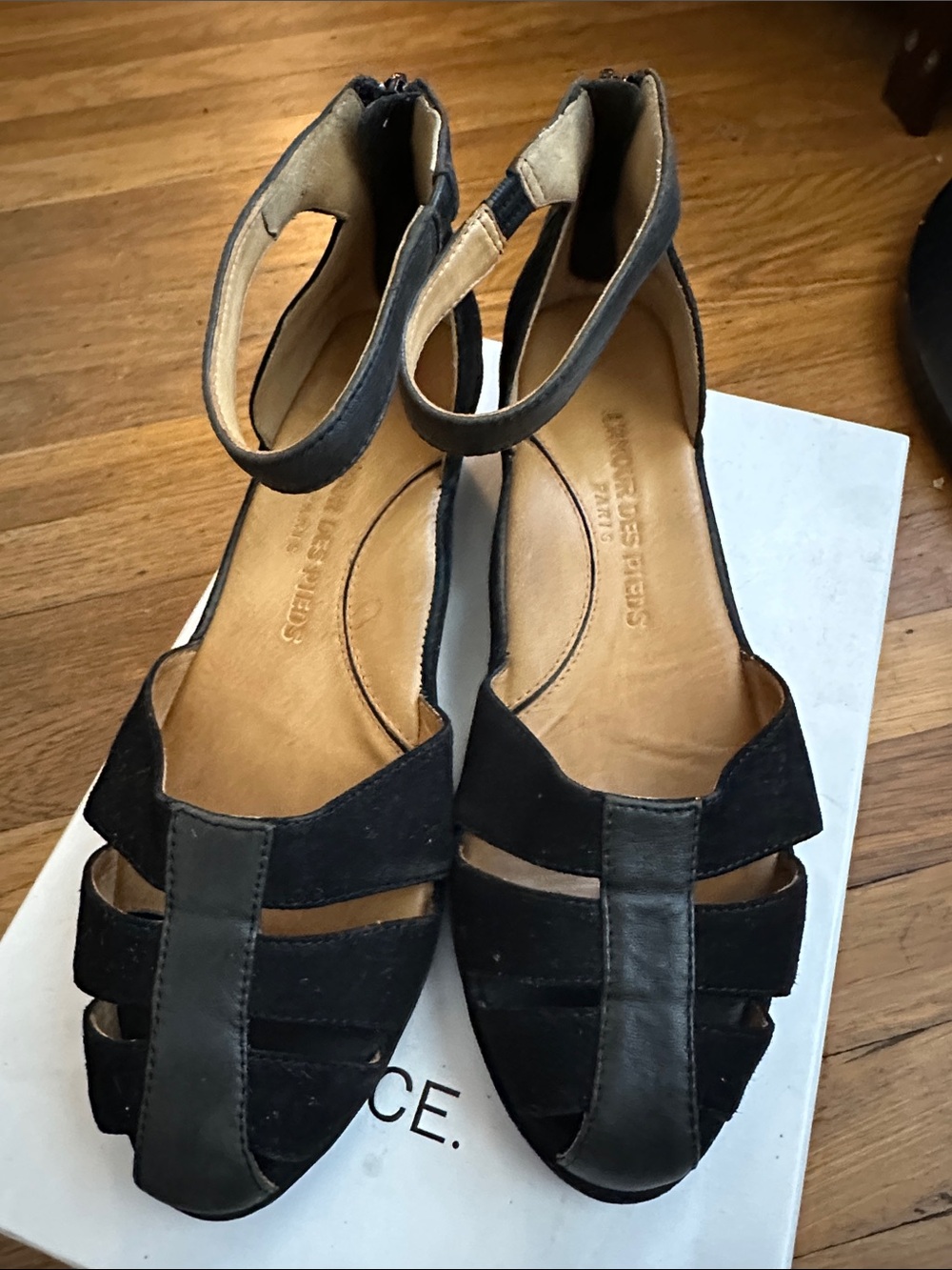 L’Amour Des Pieds Bella Black Open-Toe Ankle Strap Suede Sandals - Size 8